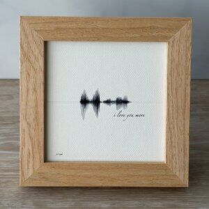 NEW I Love You More Soundwave Framed Canvas 4x4in Black White Minimalist Rustic